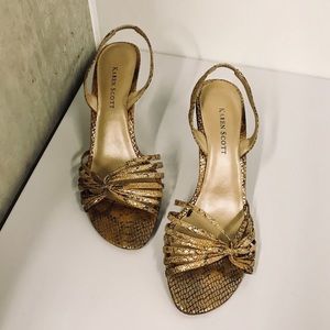 Karen Scott Gold Fleck Snake Skin Heels